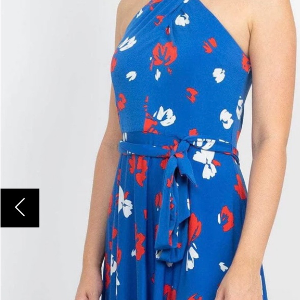 Tahari ASL Blue Floral Midi Dress